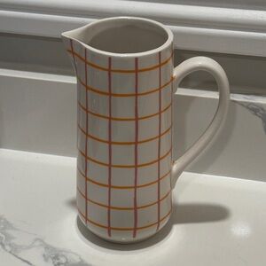 Grid Pattern Ceramic Pitcher